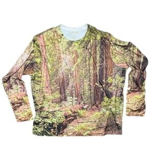 Get A Life Long Sleeve Men 3XL Green Forest Nature Print Graphic Tee Shirt